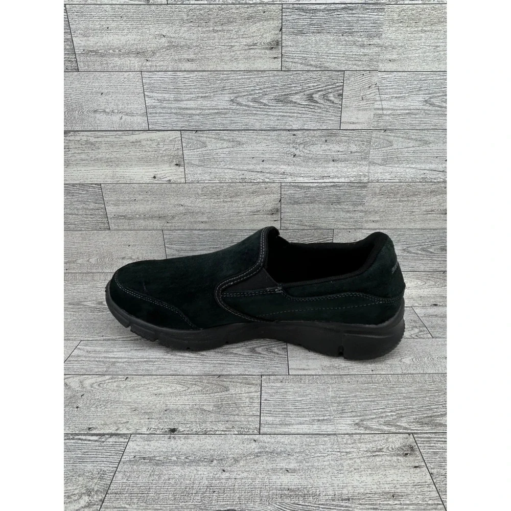 Skechers Mens Slip On Shoes Black Memory Foam Leather Upper Dual Lite‎ Size 9.5